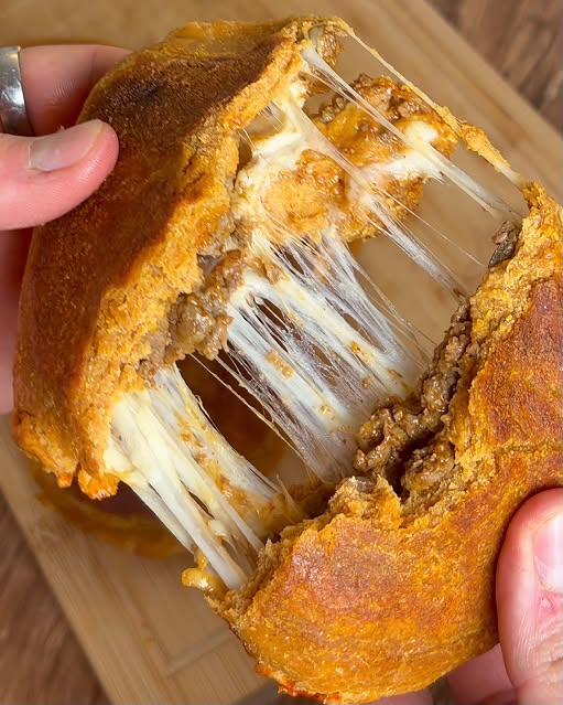 Cheesy beef-stuffed sweet potato hot pocket